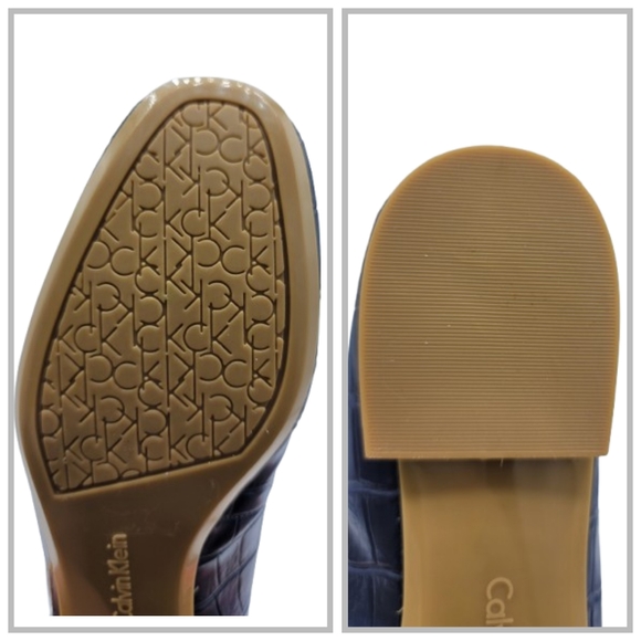 Calvin Klein Felice Ballet Flats Navy Faux Croc Embossed CK Logo Classic Casual - Picture 4 of 16